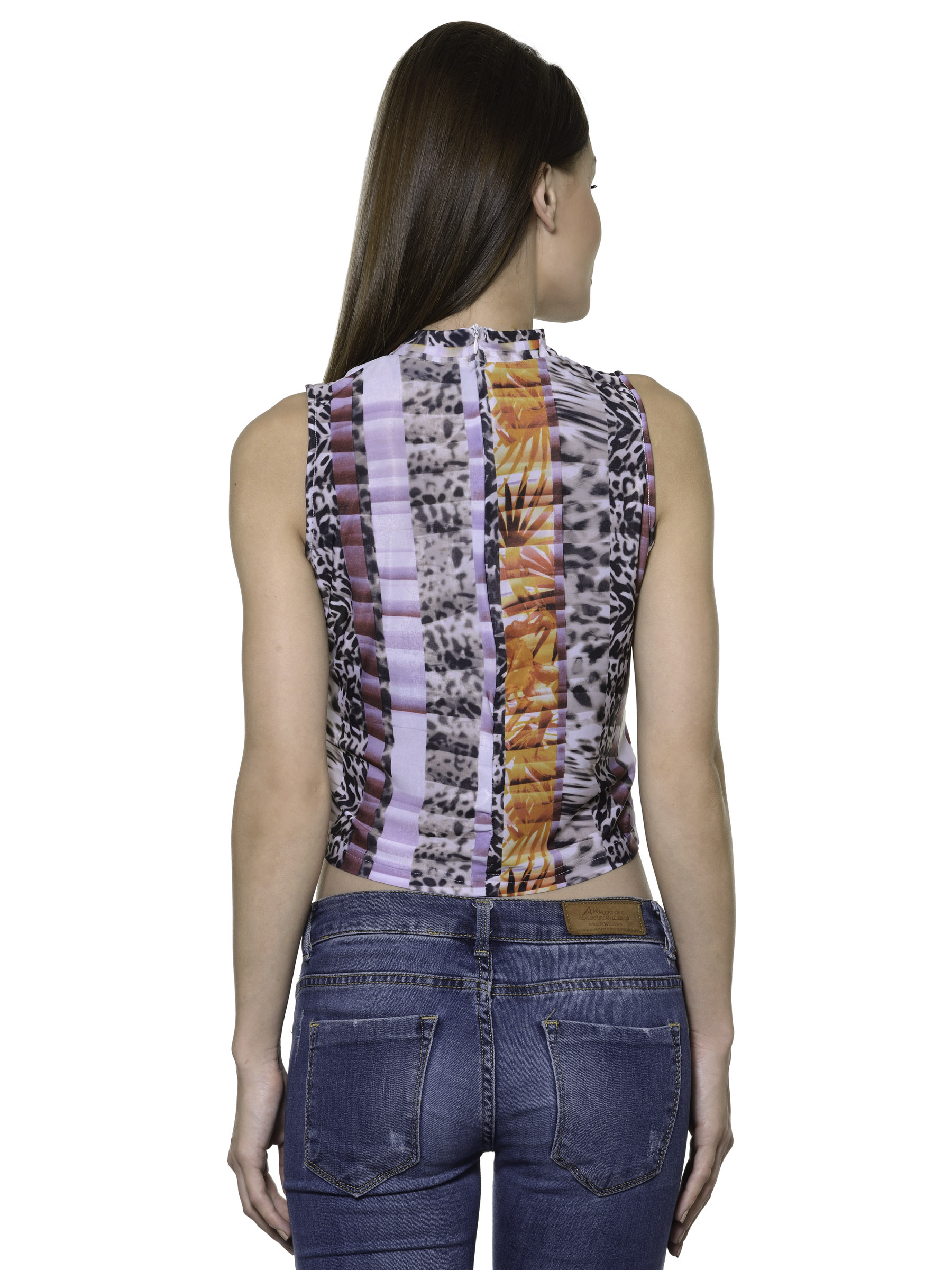 TURTLE NECK PRINTED CROP TOP